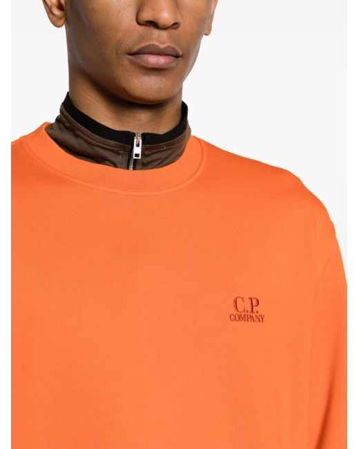 C P Company Orange Logo-embroidered Cotton Sweatshirt for men