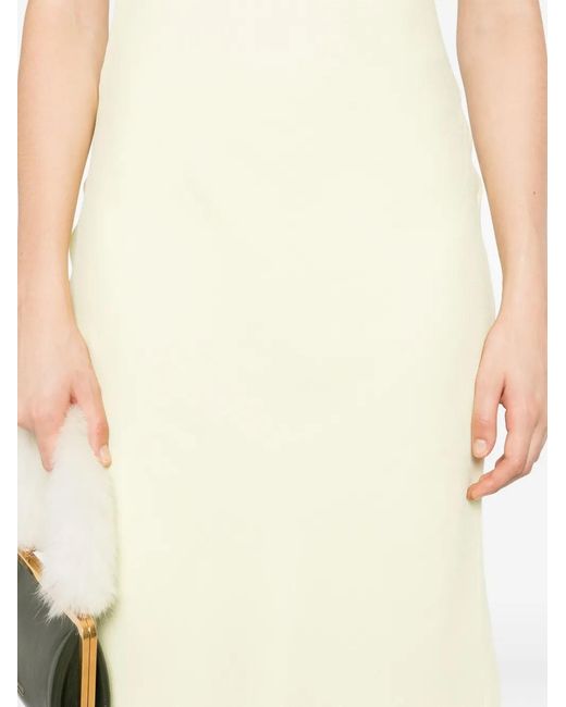 Self-Portrait Yellow Light Ruffled Midi Dress With Draped Neckline