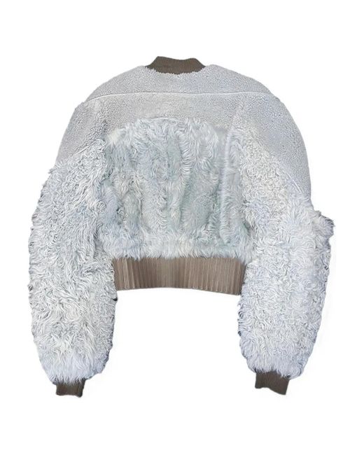 Rick Owens Gray Shearling Bomber Jacket for men