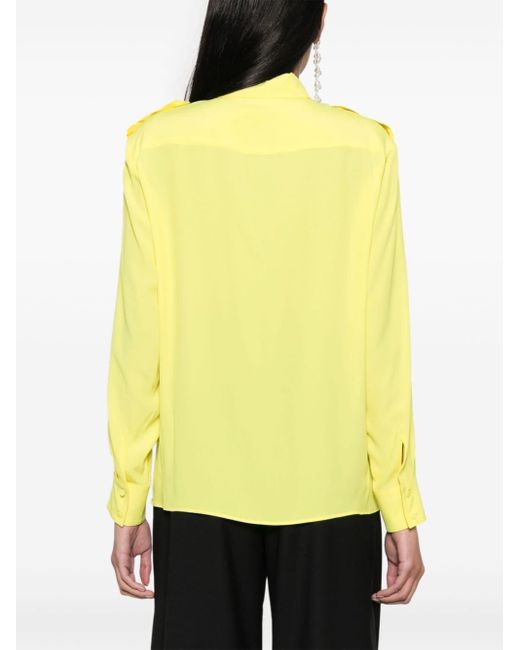 MSGM Yellow Spread-collar Long-sleeve Shirt