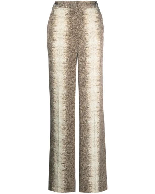 Twinset Natural Lizard-Skin Effect Satin Trousers