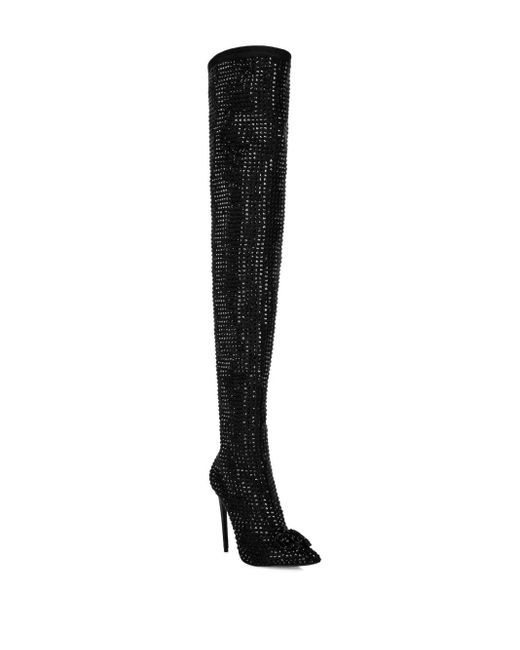 Philipp Plein Black Rhinestone Boots