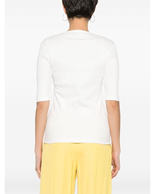 Camiseta de canalé con cadena Fabiana Filippi de color White