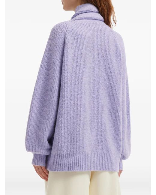 B+ AB Purple Button Roll-Neck Sweater