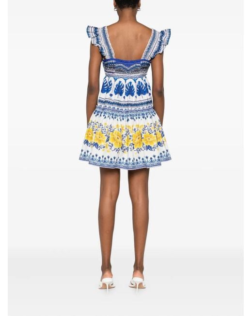 Abito Corto Zuli A Fiori Con Ruches di Farm Rio in Blue