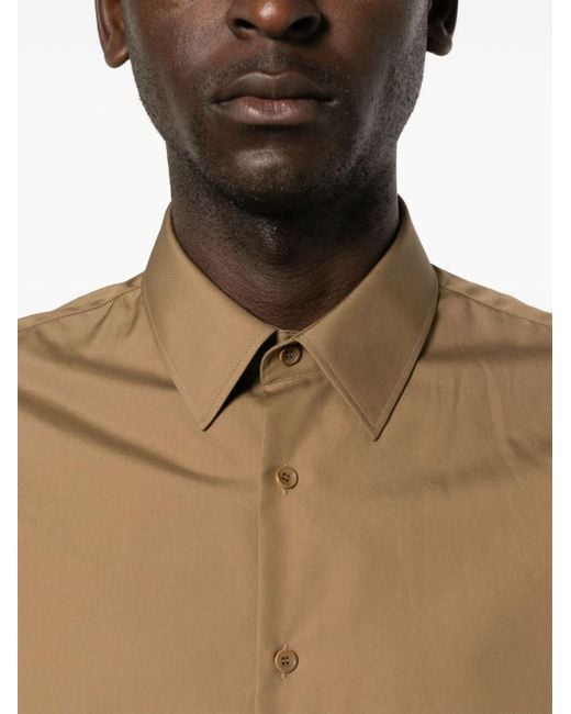 Sandro Brown Poplin Cotton Shirt for men