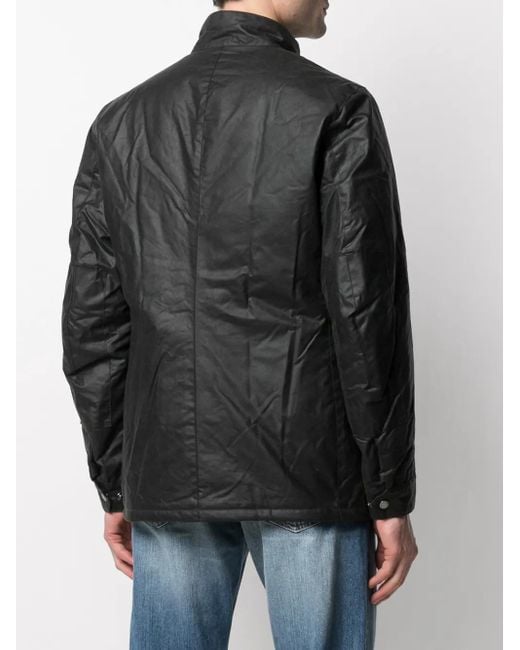 Barbour Black Waxed Cotton Button-Down Jacket for men