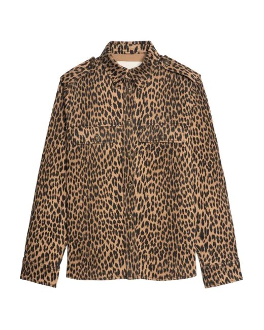 Zadig & Voltaire Brown Hemd mit Leoparden-Print
