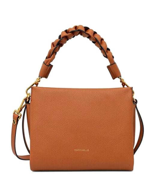 Coccinelle Brown Boheme Braided-Handle Satchel