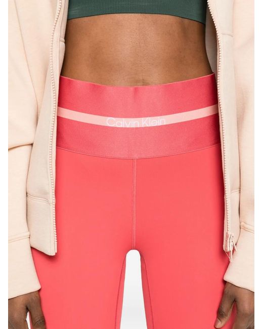 Calvin Klein Red Logo-Detail Leggings