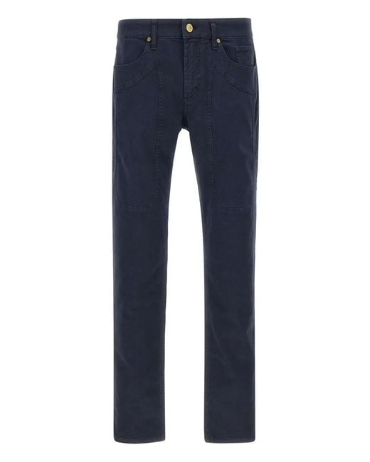 Jeckerson Blue John Five-Pockets Logo-Patch Trousers for men
