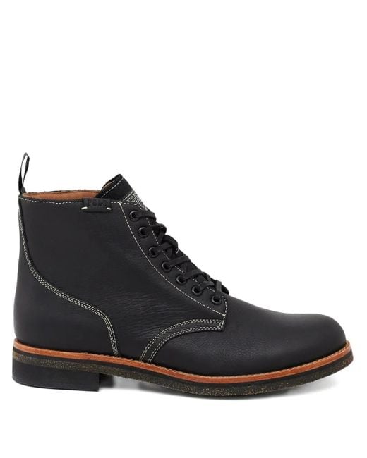 Polo Ralph Lauren Black Radford Round-Toe Leather Boots for men