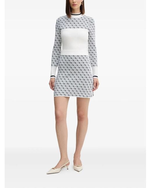 Guess White Logo-Patterned Sweater