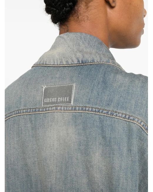 Circus Hotel Blue Faded-Effect Denim Jacket