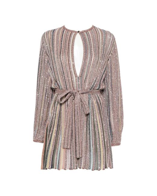 Missoni Natural Sequin-Embellished Striped Mini Dress