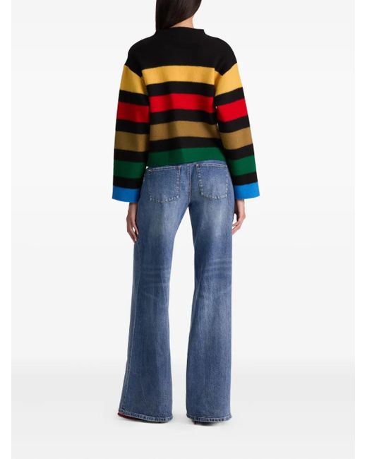 Alice + Olivia Multicolor Pearson Sweatshirtjacke mit gestreiftem Kragen