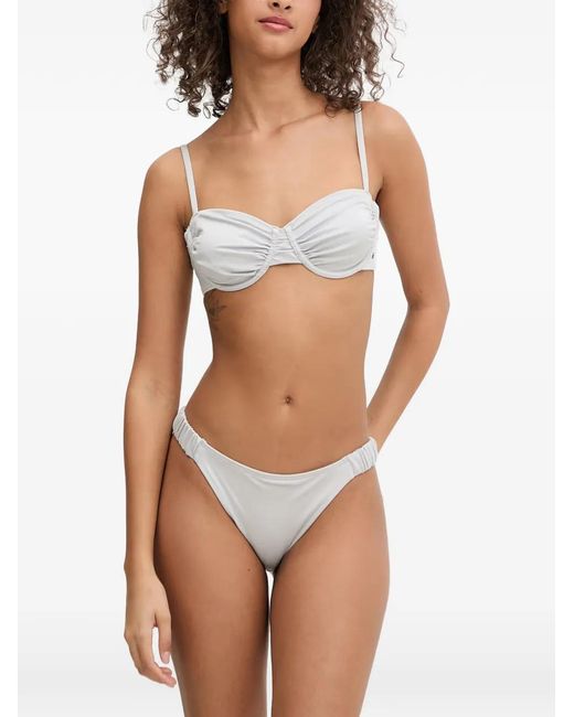 ARMANI EXCHANGE Blue Ruched Underwired Bikini Top