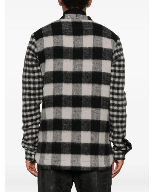 Rick Owens Black Patchwork Checked Wool Jacket for men