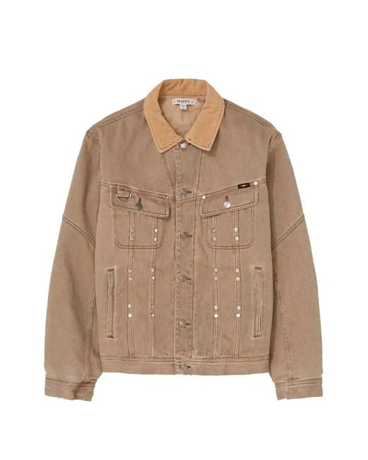 Phipps Brown Studded Denim Jacket for men