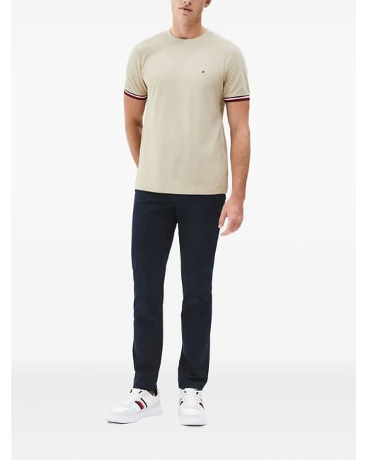 Tommy Hilfiger Natural Tipped-Cuff Cotton T-Shirt for men