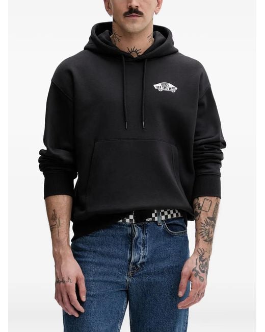 Vans Black Logo-Print Drawstring Hoodie for men
