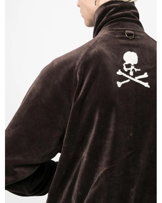 MASTERMIND WORLD Black Skull-Embroidered Zip-Up Jacket for men