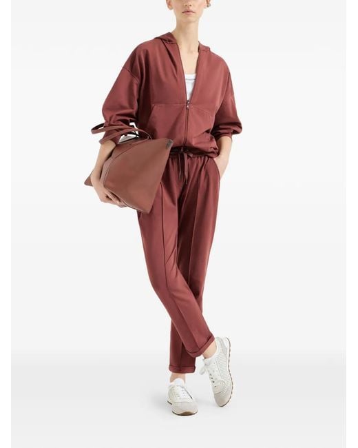 Brunello Cucinelli Red Drawstring Track Pants