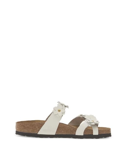Birkenstock White Sandales Mayari À Fleurs Appliquées