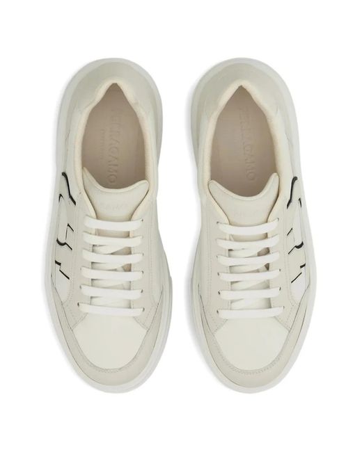 Ferragamo White Gancini Low-Top Sneaker for men