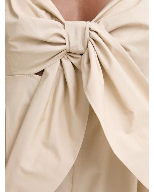 Twinset Natural Bow-Detail Embroidered Jumpsuit
