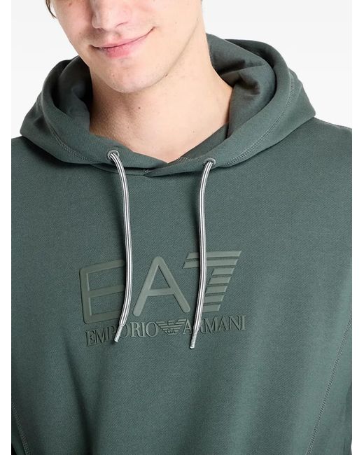 EA7 Green Logo-Print Hoodie for men