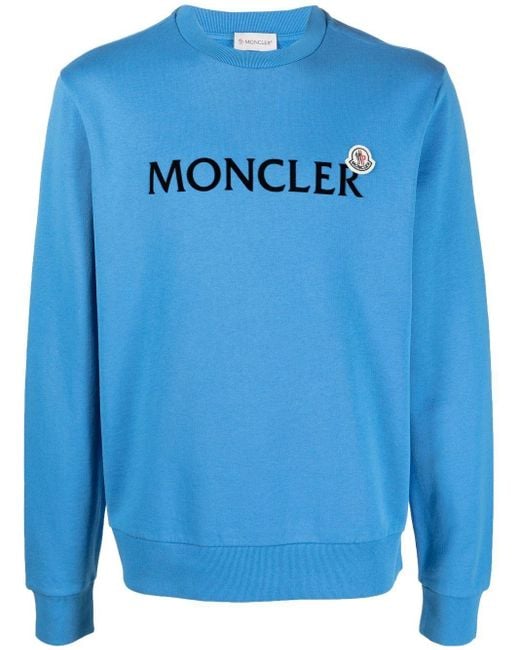 Sweat à logo imprimé Moncler pour homme en coloris Bleu | Lyst