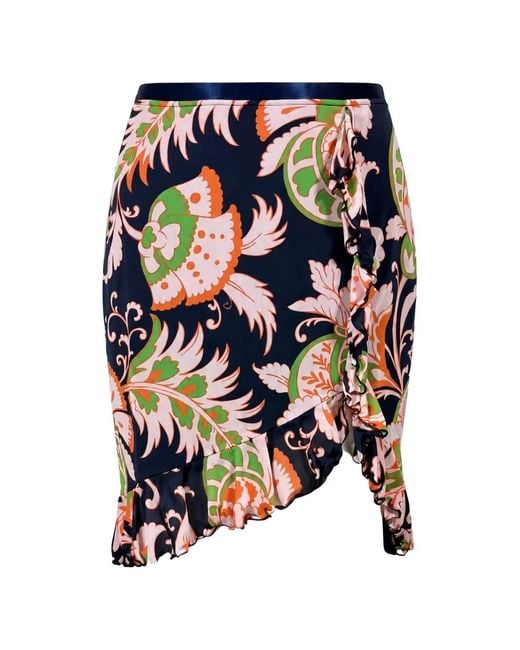 Etro White Floral-Print Ruffled Skirt