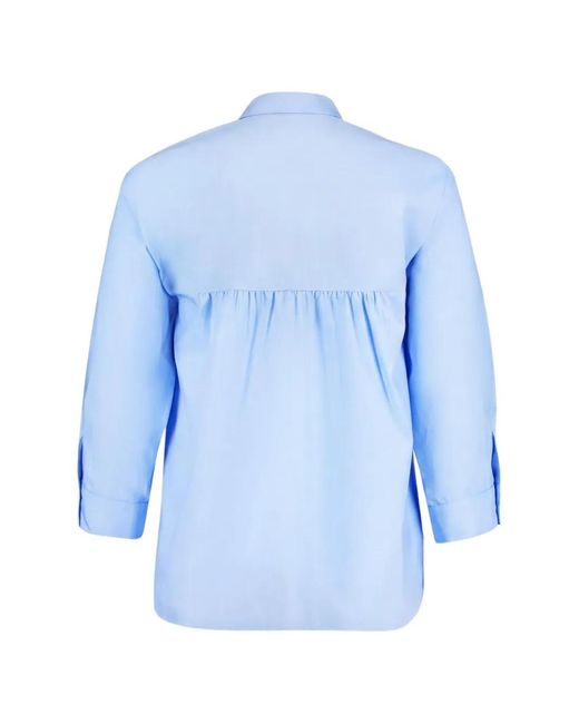 Betty Barclay Blue Gathered-Back Classic-Collar Shirt