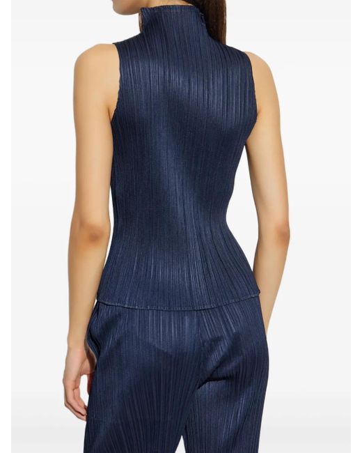 Pleats Please Issey Miyake Blue Pleated Top