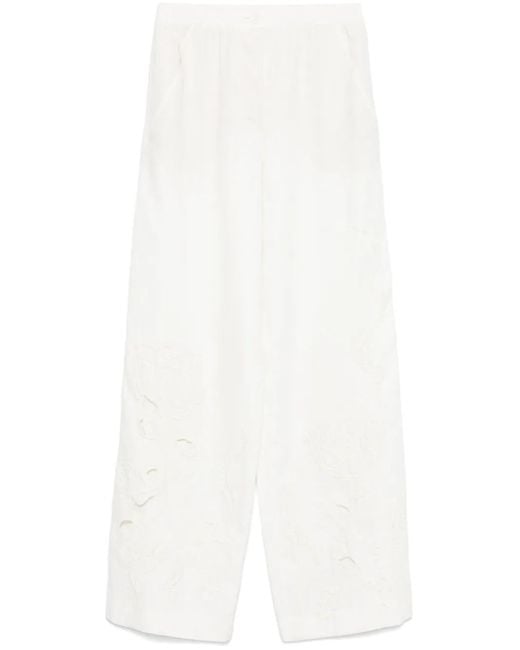Dorothee Schumacher White Floral-Embroidered Trousers