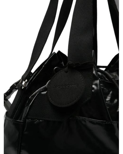 Jack Gomme Black Glossy Drawstring Shoulder Bag