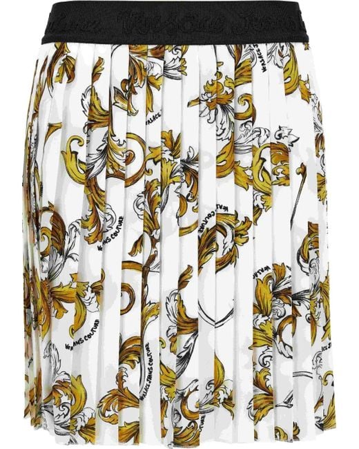 Versace Jeans Couture Black Printed Pleated Skirt