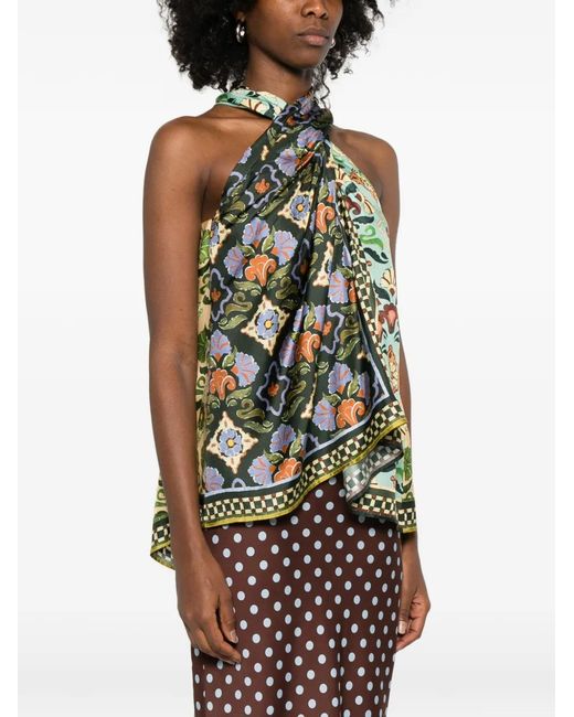 ALÉMAIS Green Geometric-Pattern Blouse