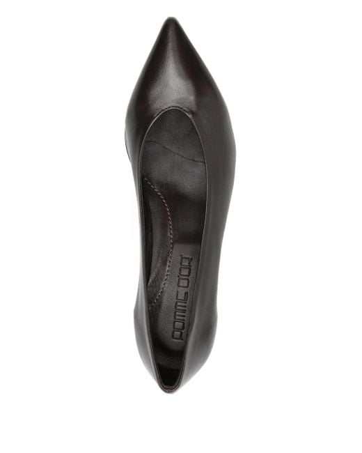 Pomme D ́Or Gray Pointed-Toe Leather Pumps