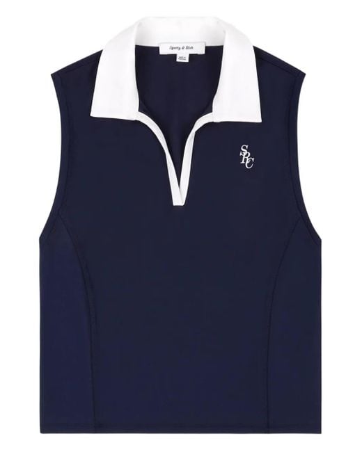 Sporty & Rich Blue Src Sports Collared Sleeveless Top
