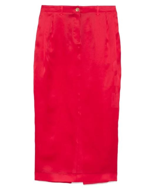 Khaite Red Roter High-Waist-Rock Mit Taschen