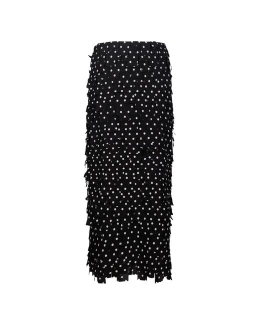 GIOVANNI PARIS Black Polka-Dot Tiered Midi Skirt