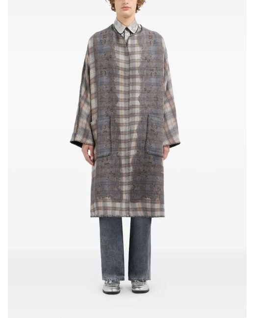 Pierre Louis Mascia Gray Plaid-Pattern Coat