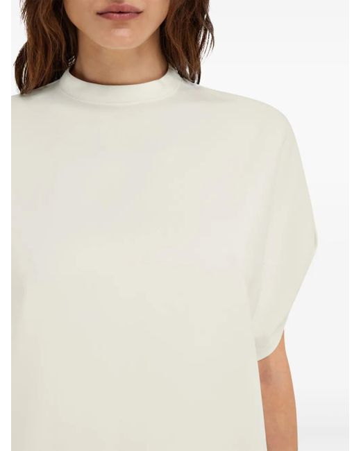 Ferragamo White Crew Neck T-Shirt With Turned Up Sleeve