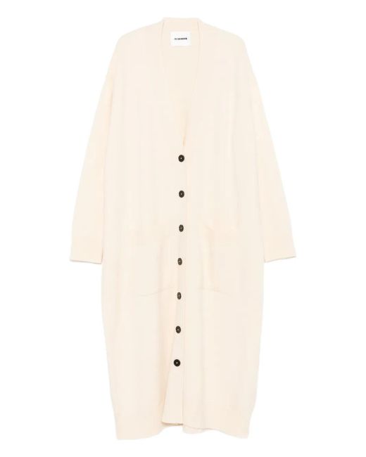 Jil Sander Natural Button-Front Coat