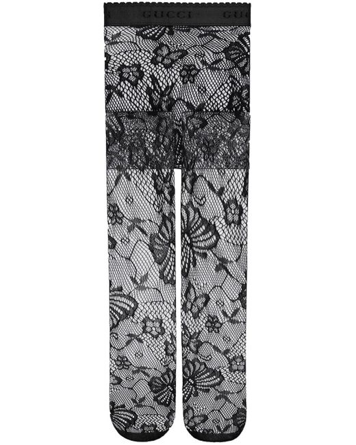 Gucci Florallace Design Tights in Grey Lyst UK