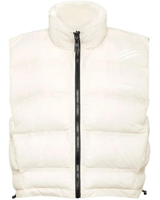 Philipp Plein Natural Scratch-Print Padded Vest