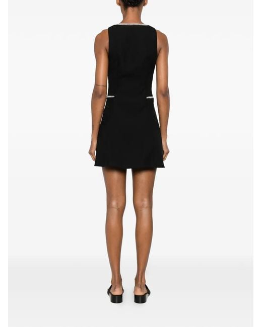 Stine Goya Black Whipstitch-Trim Button-Up Mini Dress