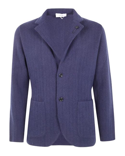 Lardini Blue Pinstripe Button Blazer for men